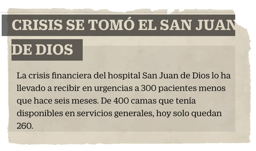 Crisis se tomó el San Juan de Dios