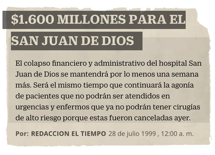 $1600 millones para el San Juan de Dios