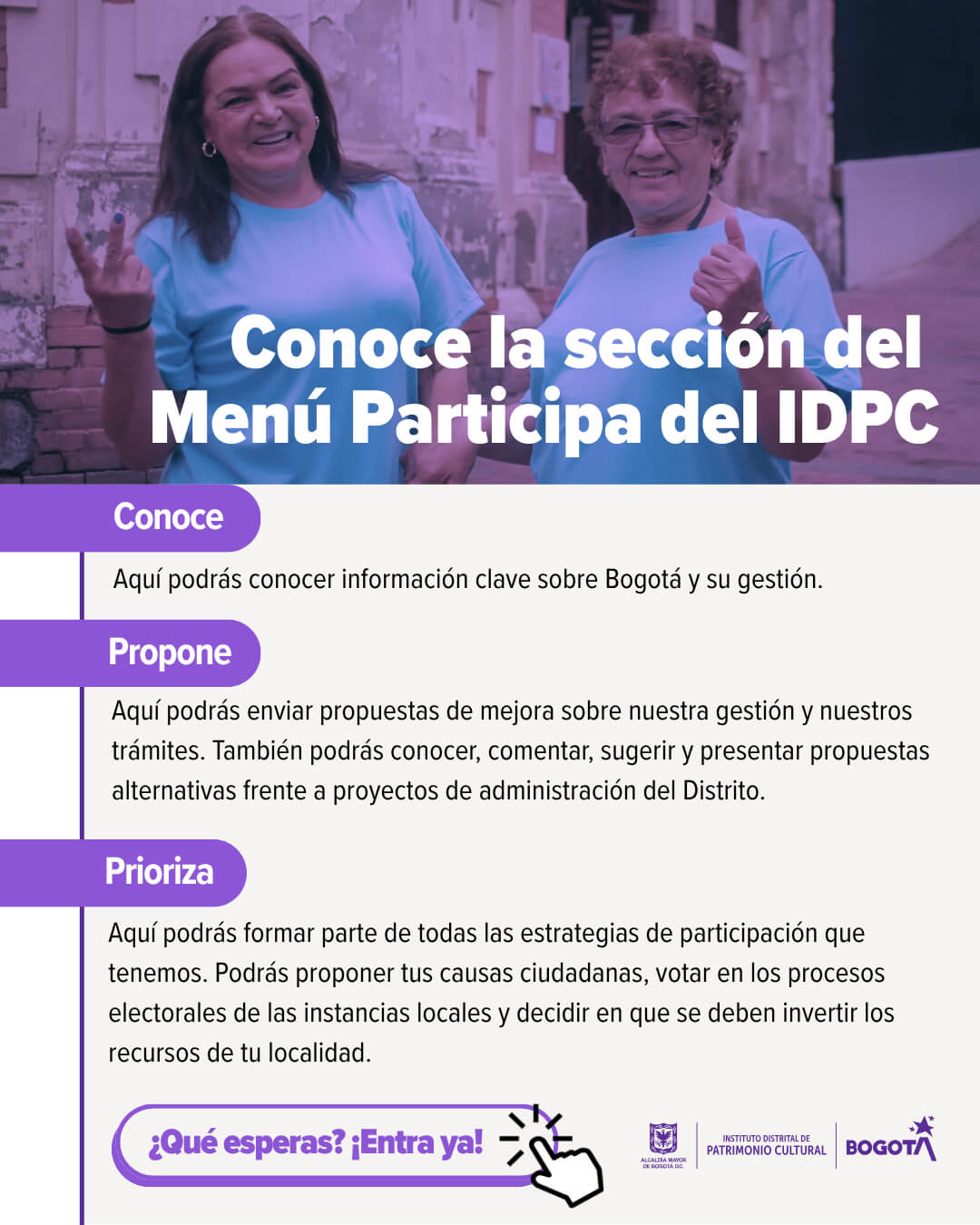 Pieza gráfica conoce el menú participa