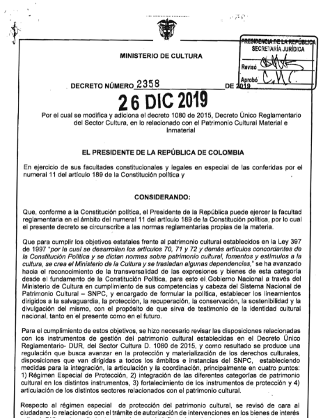 Decreto 2358 de 2019