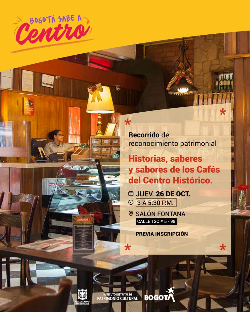 Pieza gráfica recorrido Cafés del Centro Histórico de Bogotá