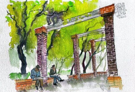 Dibujo ganador: Contemplación entre pórticos