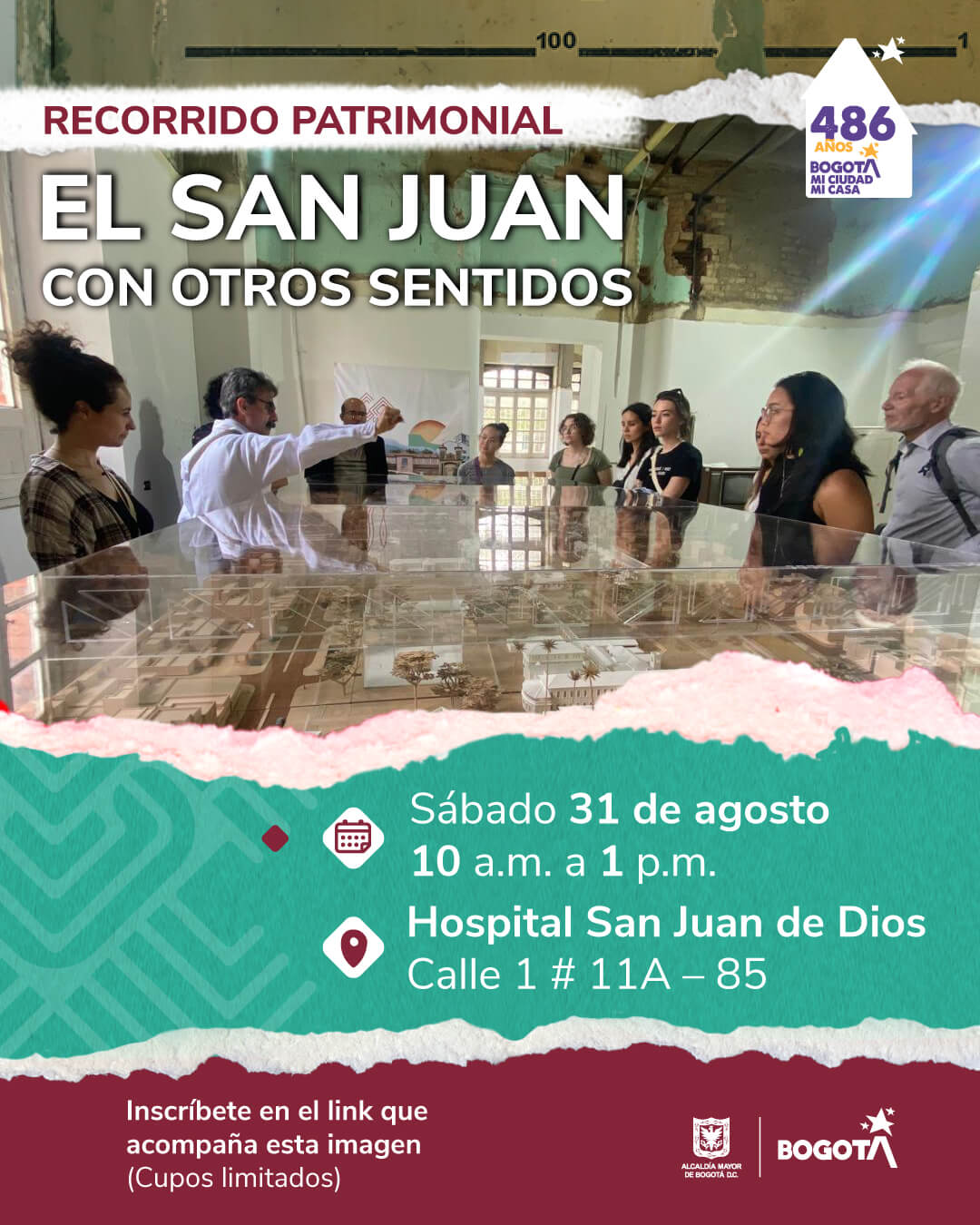 Pieza gráfica de invitación al recorrido El san Juan con otros sentidos
