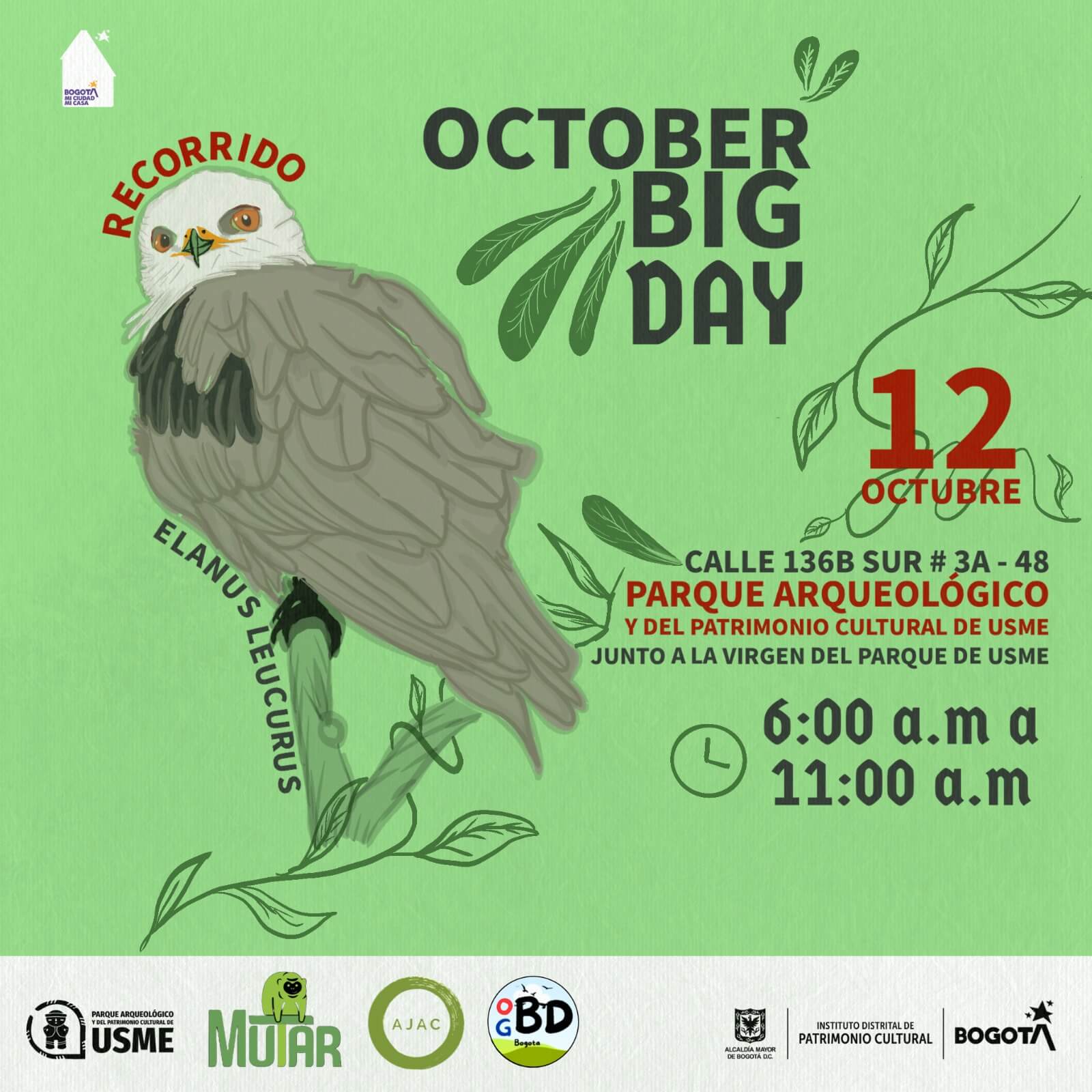 Pieza gráfica de invitación al October Big Day en el Parque Arqueológico y del Patrimonio Cultural de Usme