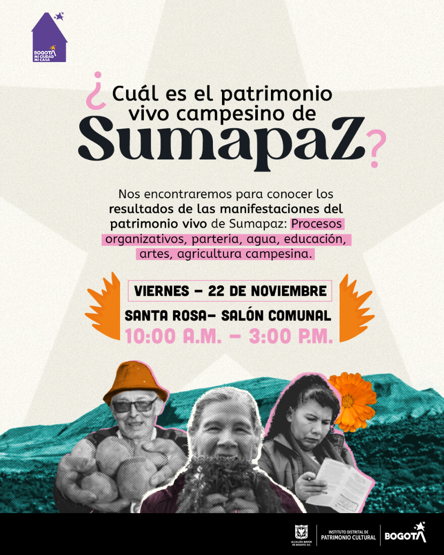 Pieza gráfica de invitación a Construir el Inventario de patrimonio vivo de la ruralidad de Sumapaz