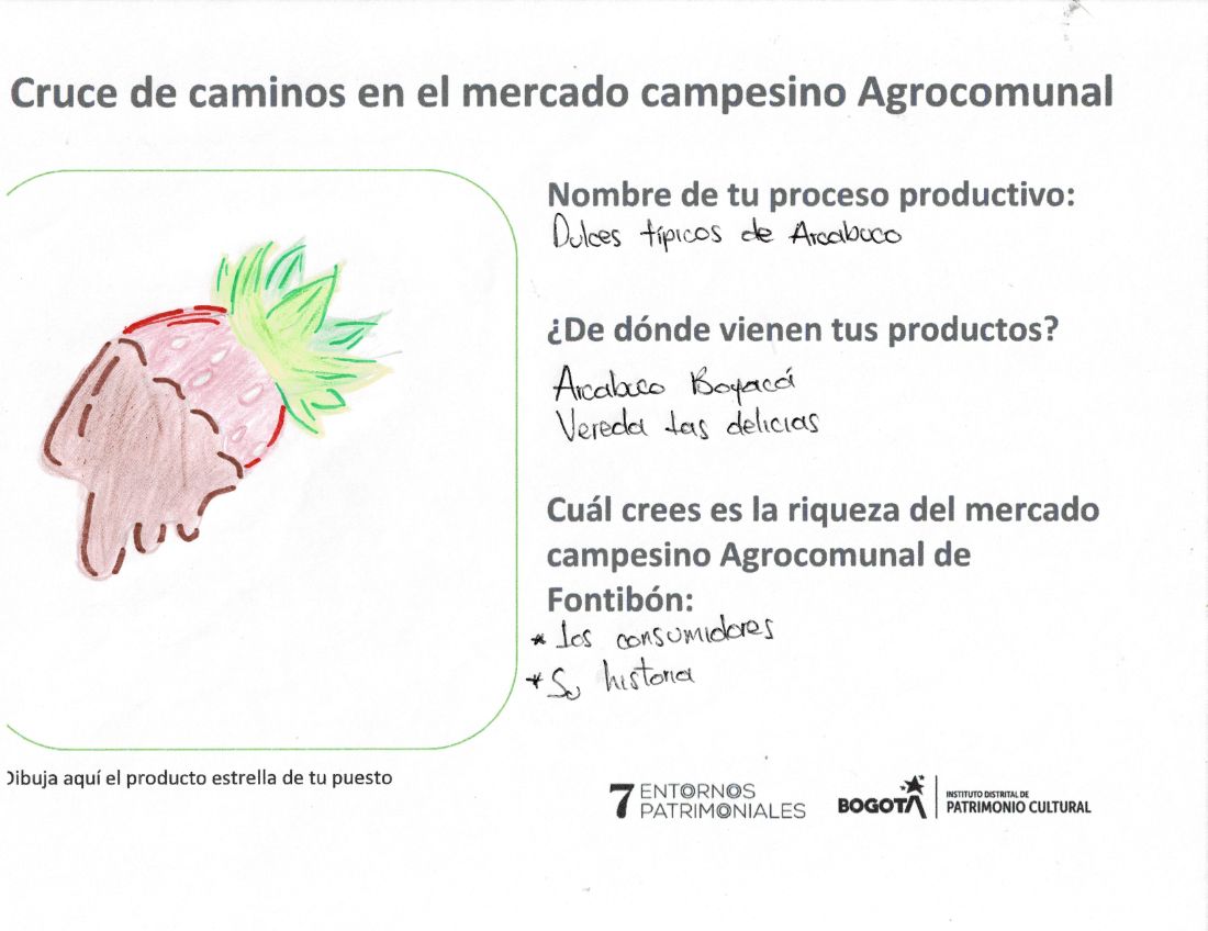 Las personas de Dulces típicos de Arcabuco consideran que la principal riqueza del mercado Agrocomunal de Fontibón es su historia y los consumidores