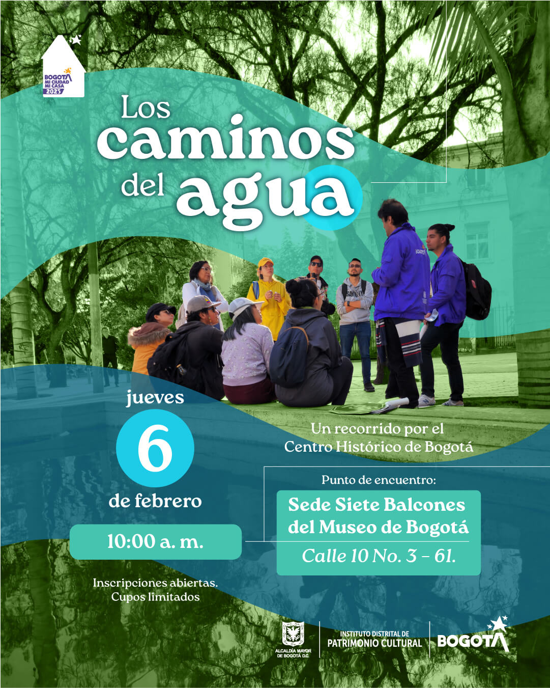 Pieza grafica de invitacion al recorrido los Caminos del agua