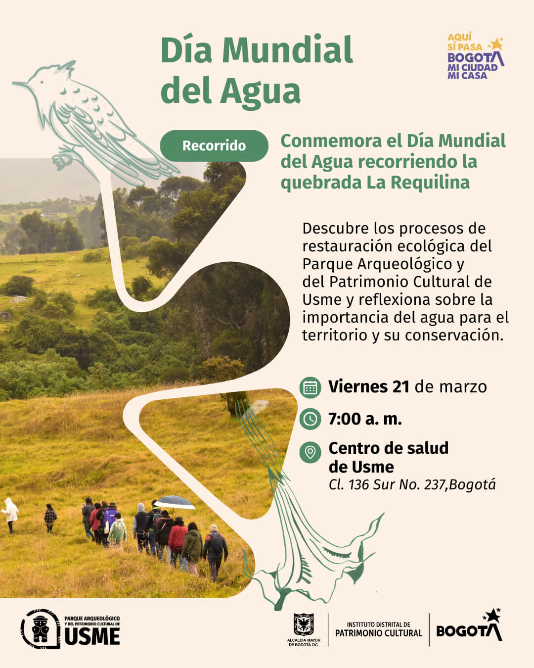 Pieza gráfica de invitación al recorrido del día del agua