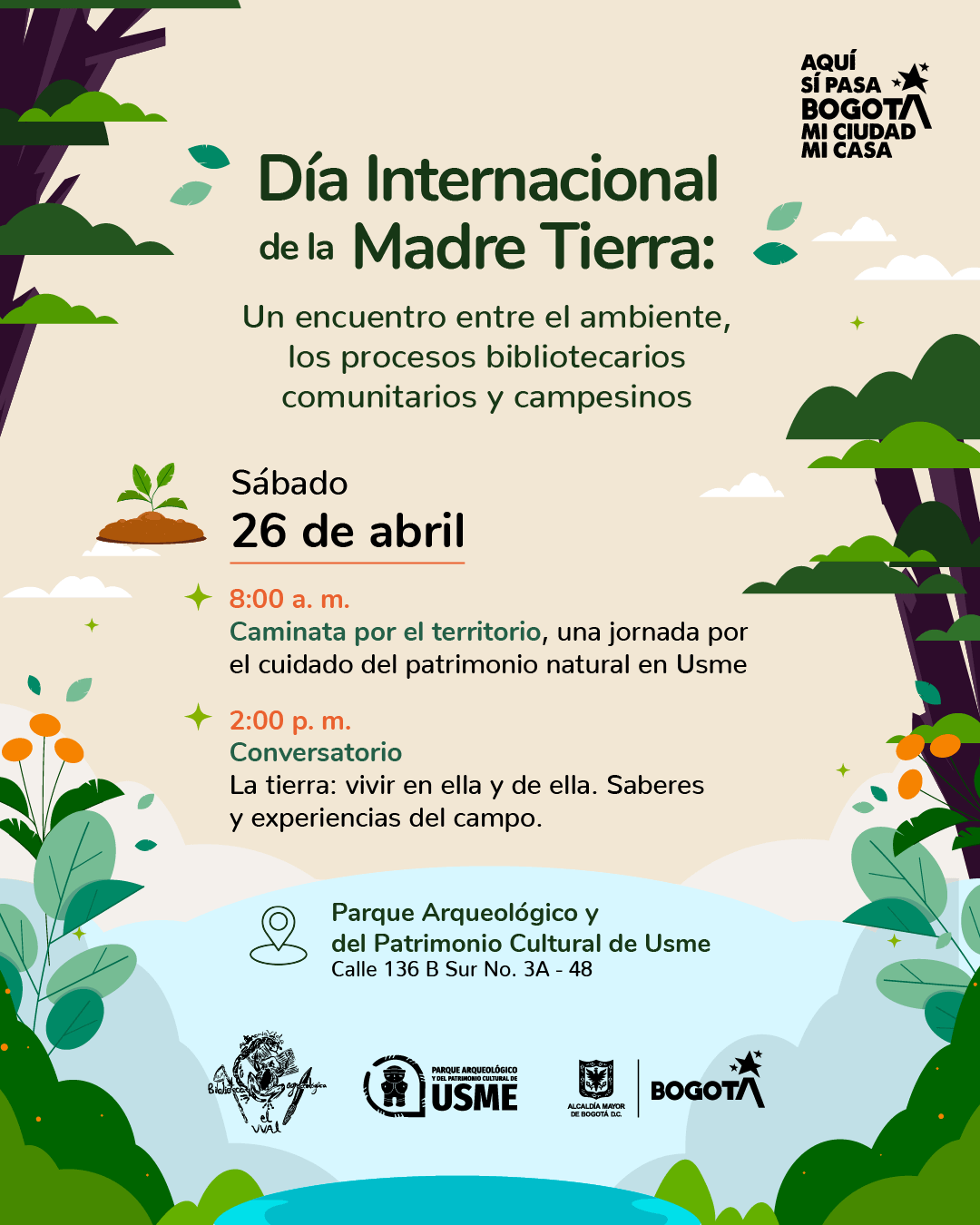 Pieza gráfica de invitación al evento del Día Internacional de la Madre Tierra 