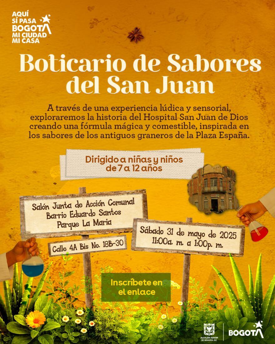 Pieza gráfica de invitación al Taller para niños y niñas: Boticario de Sabores del San Juan