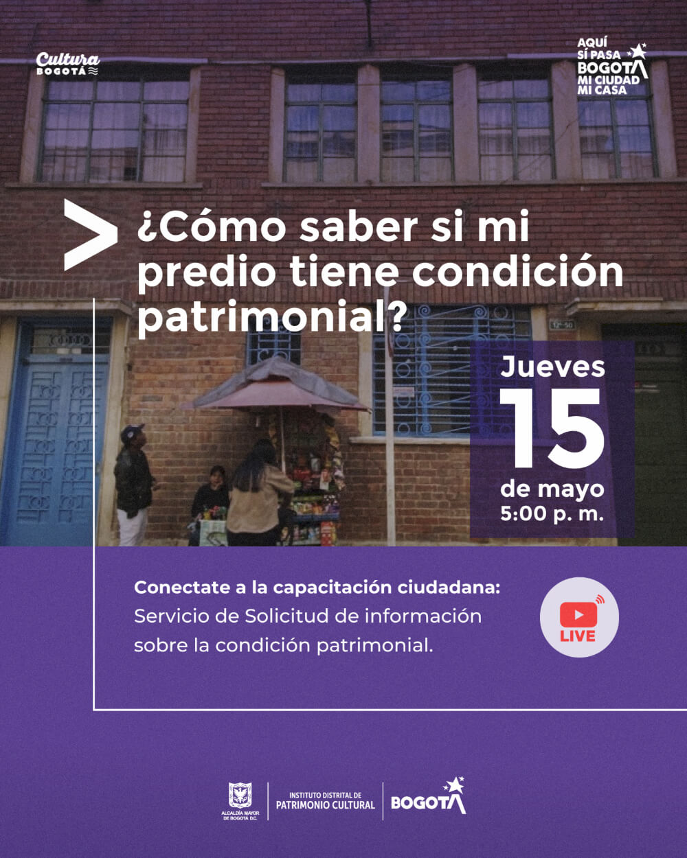 Pieza gráfica de invitación a la Capacitación ciudadana sobre el servicio de Solicitud de información sobre la condición patrimonial