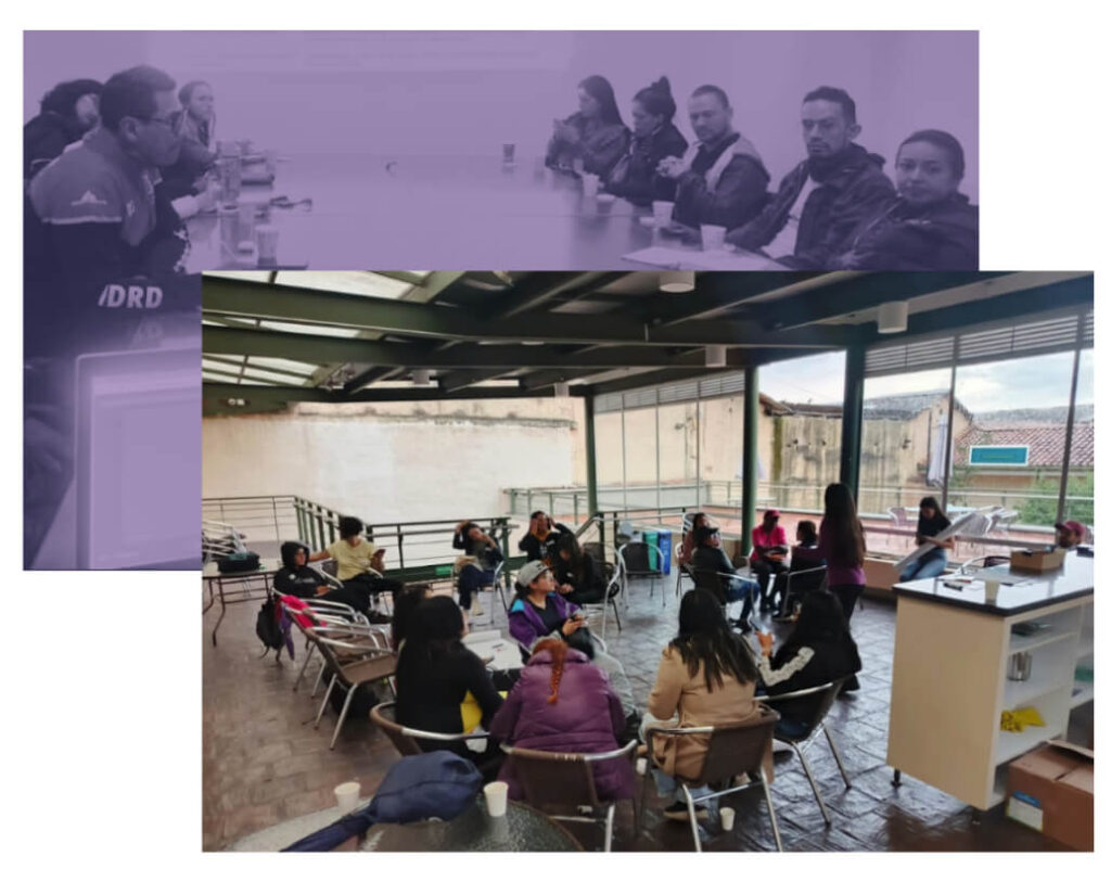 Grupo de gente reunida en talleres del PES de la bici