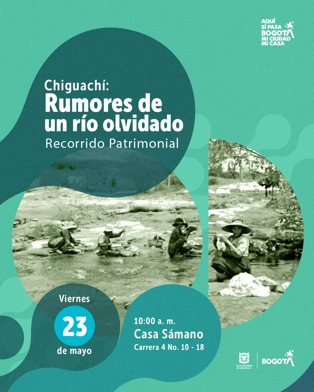 Pieza gráfica de invitación al Recorrido Patrimonial Chiguachí: Rumores de un río olvidado