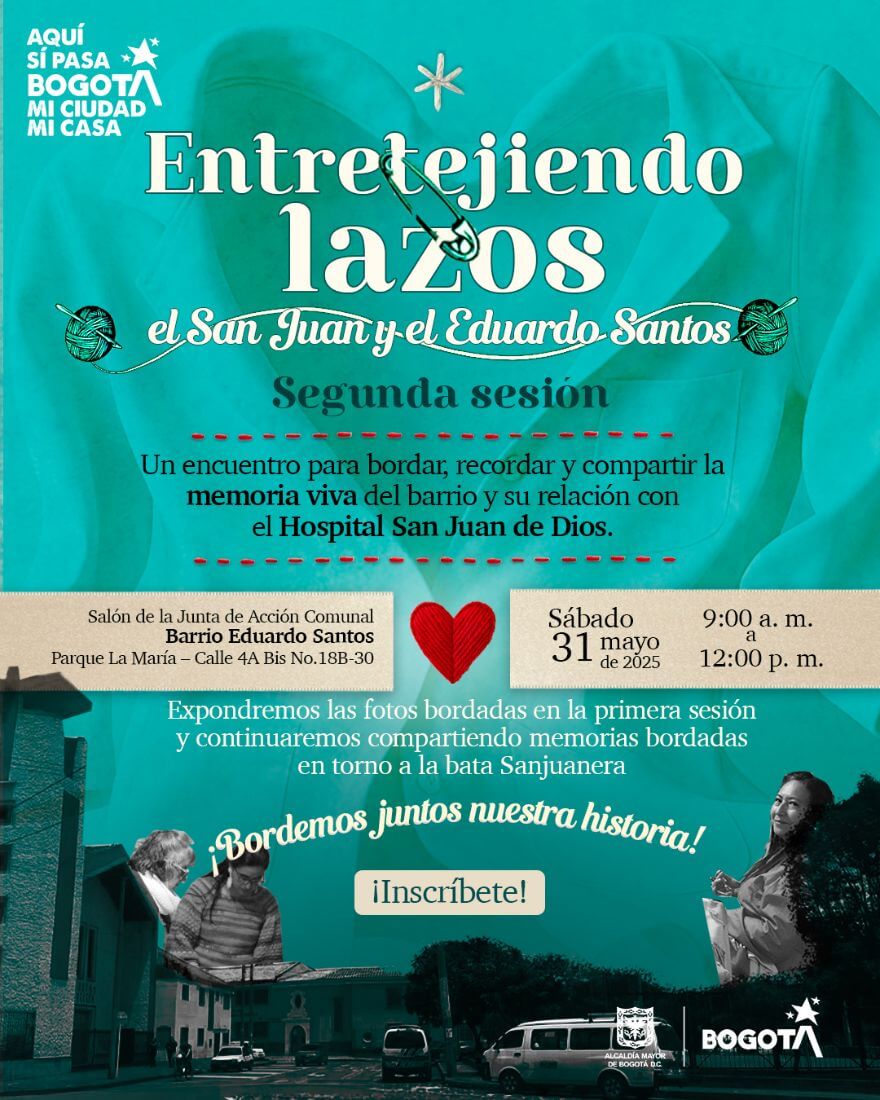 Pieza gráfica de invitación al Taller de memorias Entretejiendo lazos: el San Juan y el Eduardo Santos