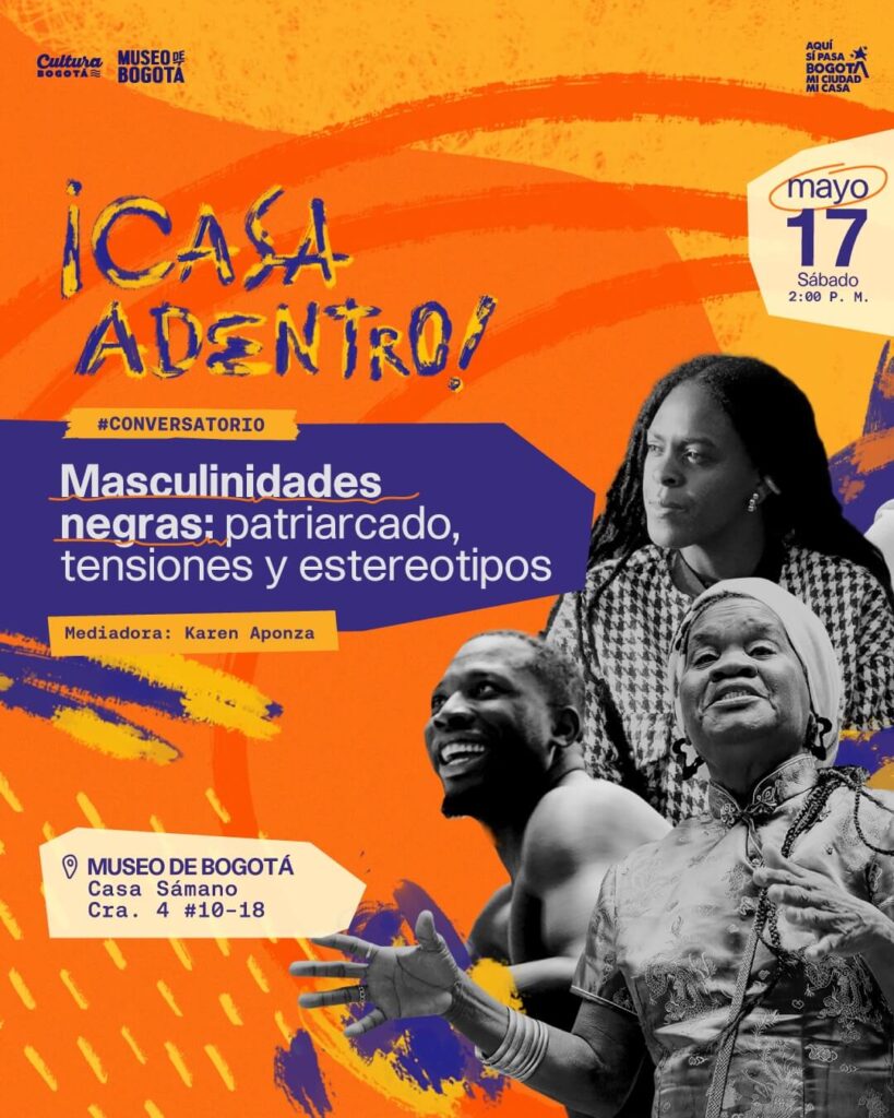 Pieza gráfica de invitación al evento Masculinidades negras