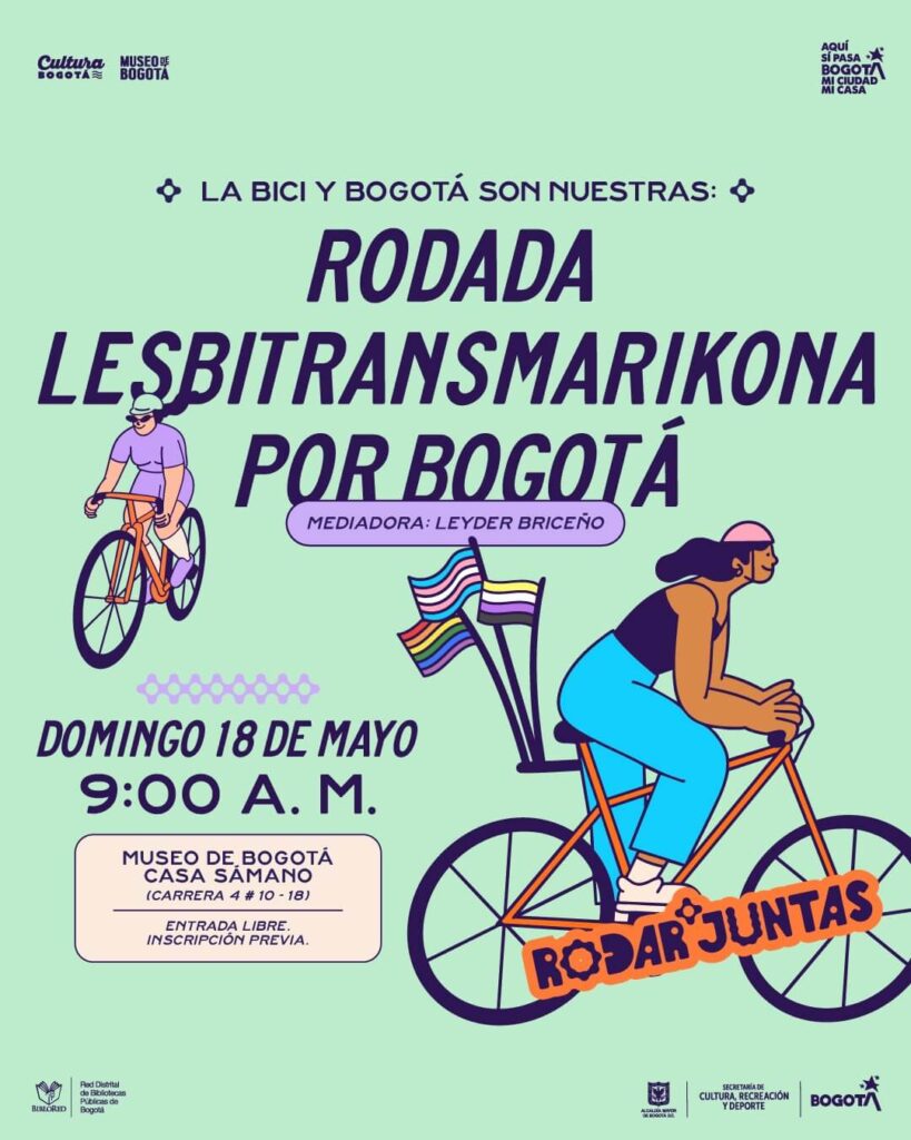 Pieza gráfica de invitación al evento rodada lesbitransmarikona por bogotá
