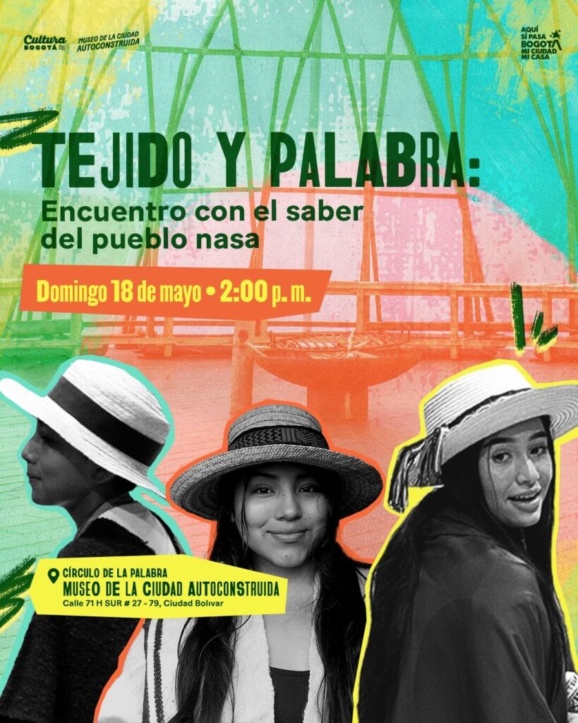 Pieza gráfica de invitación al evento tejido y palabra
