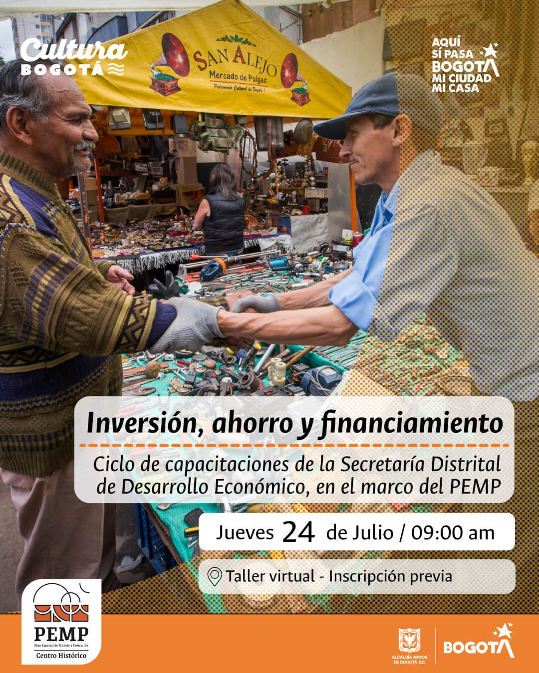Pieza grafica de invitacion a Capacitación: Inversión, ahorro y financiamiento