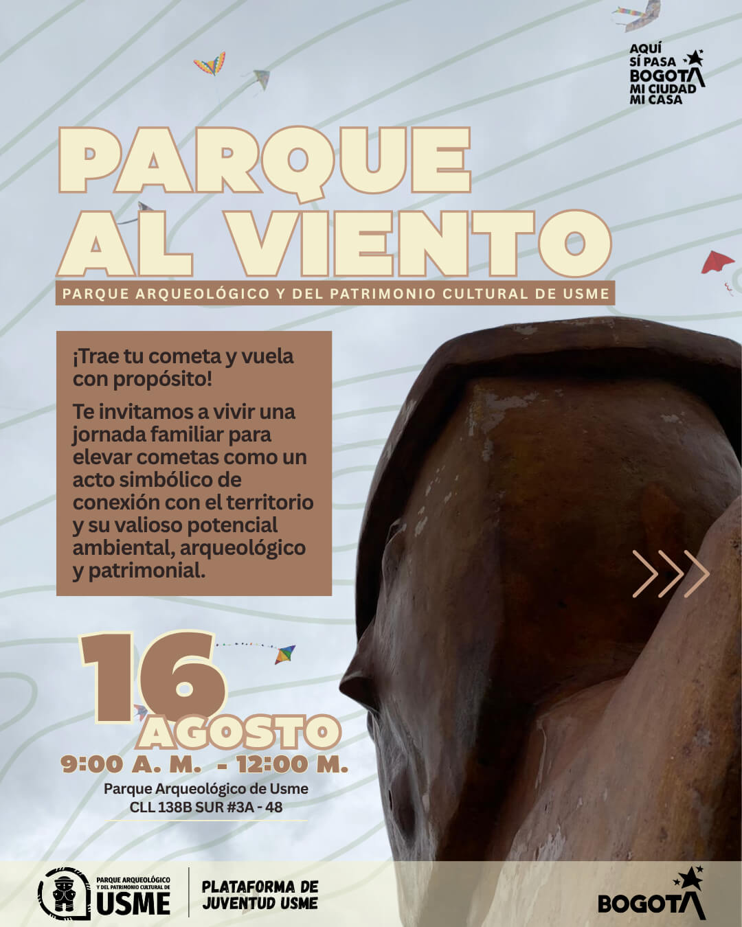 Pieza gráfica de invitación al evento Parque al viento