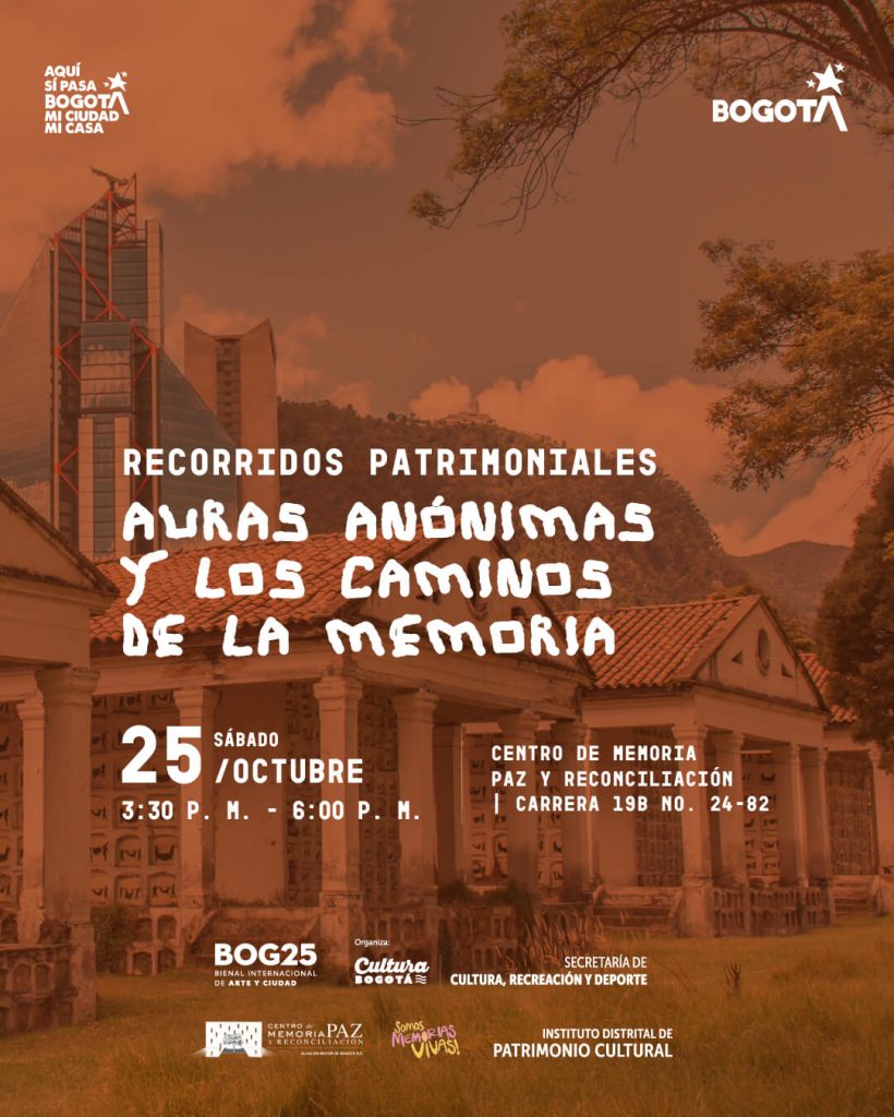 Pieza gráfica de invitación al Recorrido patrimonial: Auras Anónimas y los caminos de la memoria