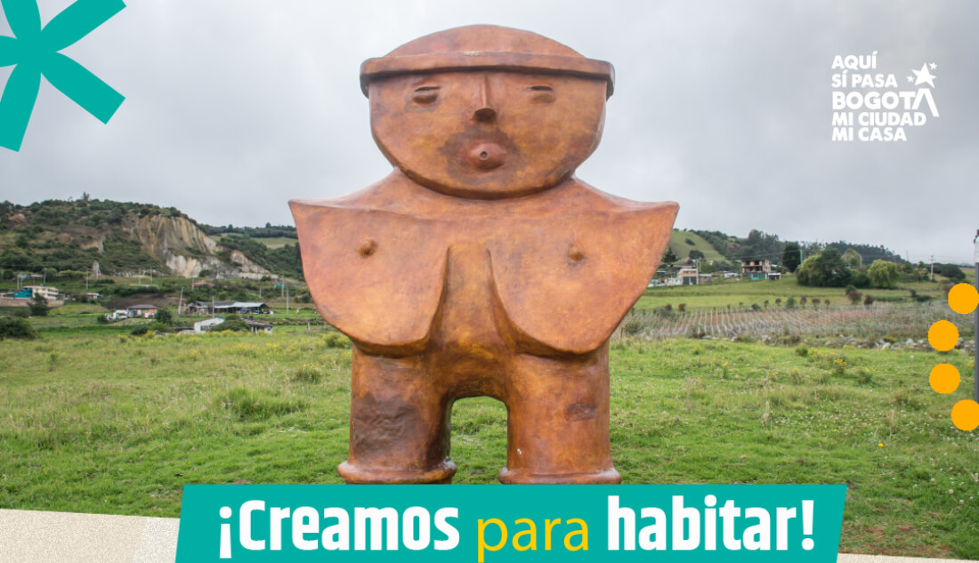 Pieza gráfica de invitación a la Socialización de la Beca de Activación y Programación Artística del Parque Arqueológico y del Patrimonio Cultural de Usme