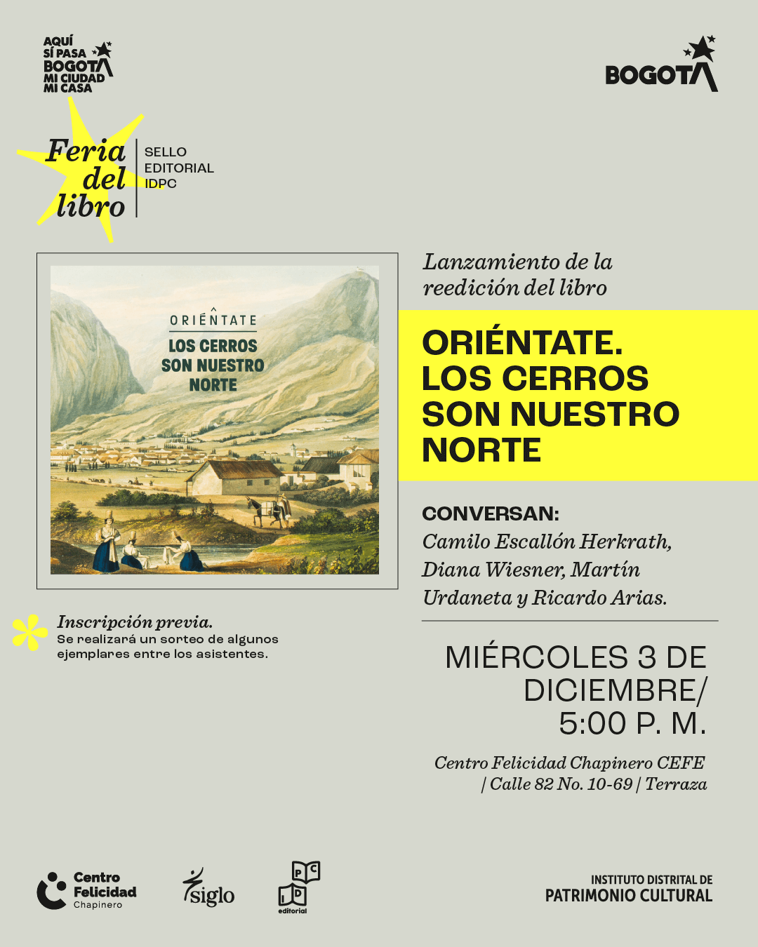 Pieza gráfica de invitación al evento Lanzamiento de la reedición del libro Oriéntate