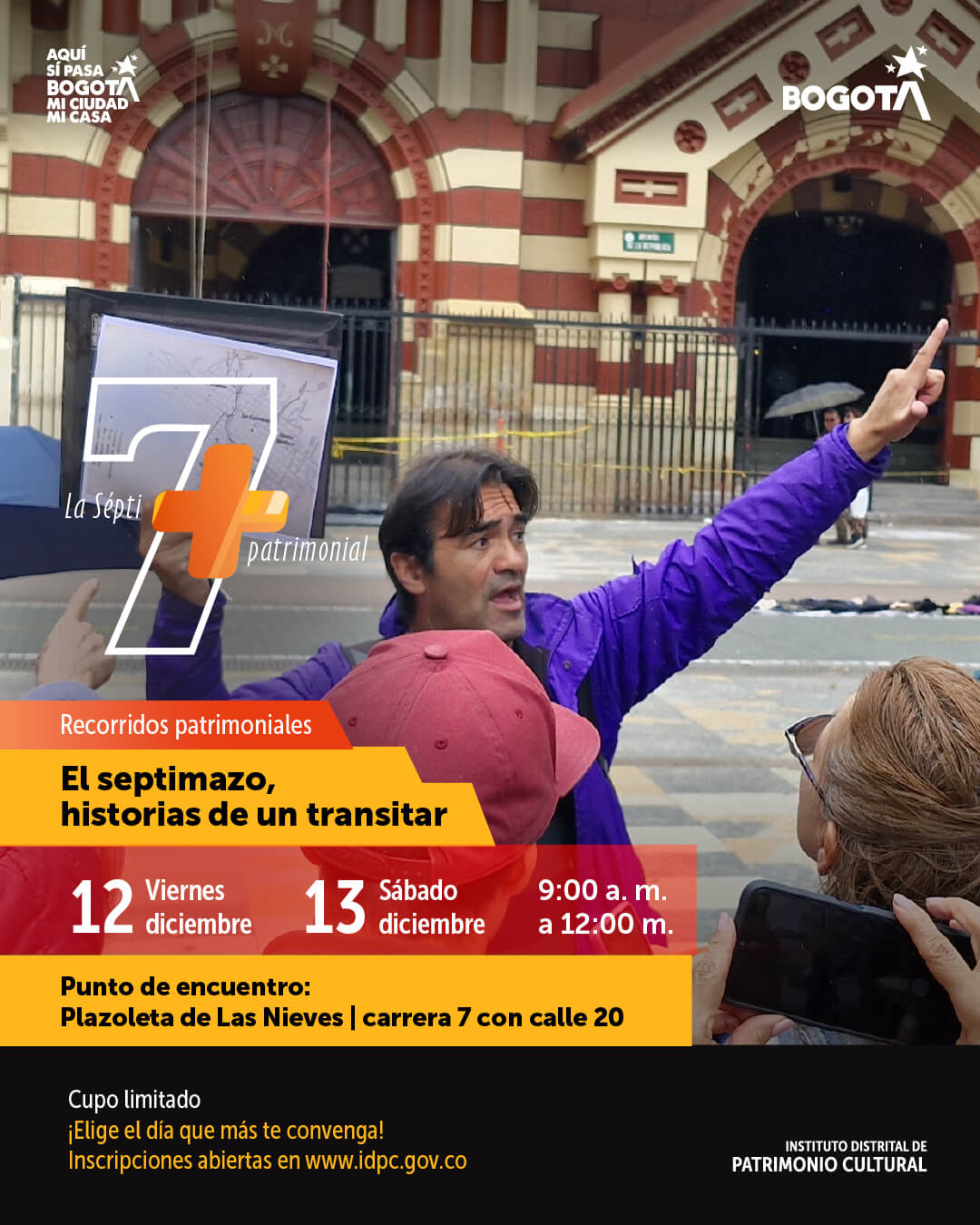 Pieza gráfica de invitación a EL SEPTIMAZO, HISTORIAS DE UN TRANSITAR