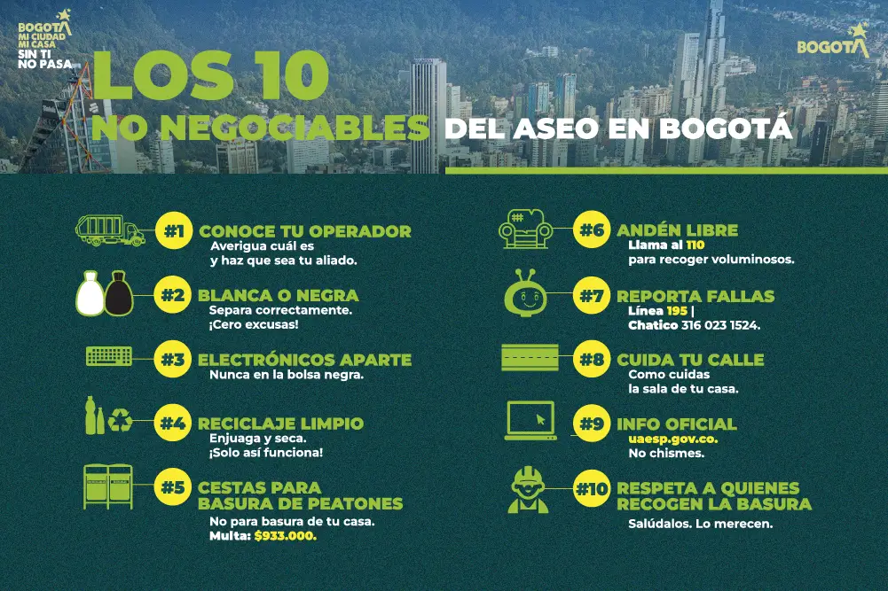 Conoce los 10 no negociables del aseo en bogotá