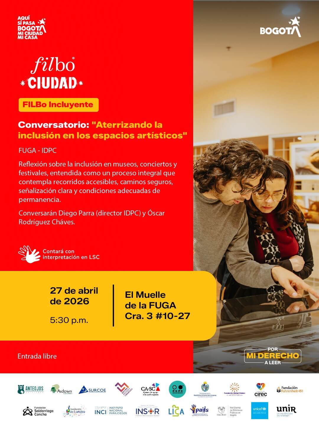 Pieza de invitación al Conversatorio: “Aterrizando la inclusión en los espacios artísticos”