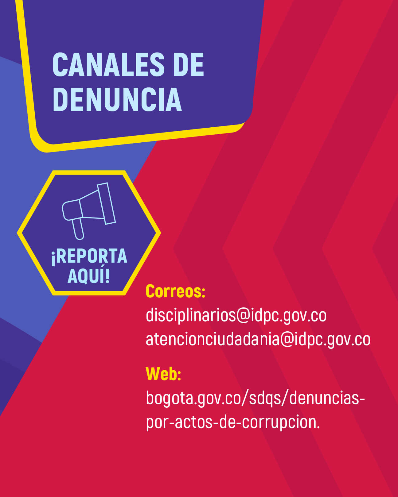 Pieza gráfica con los canales de denuncia
