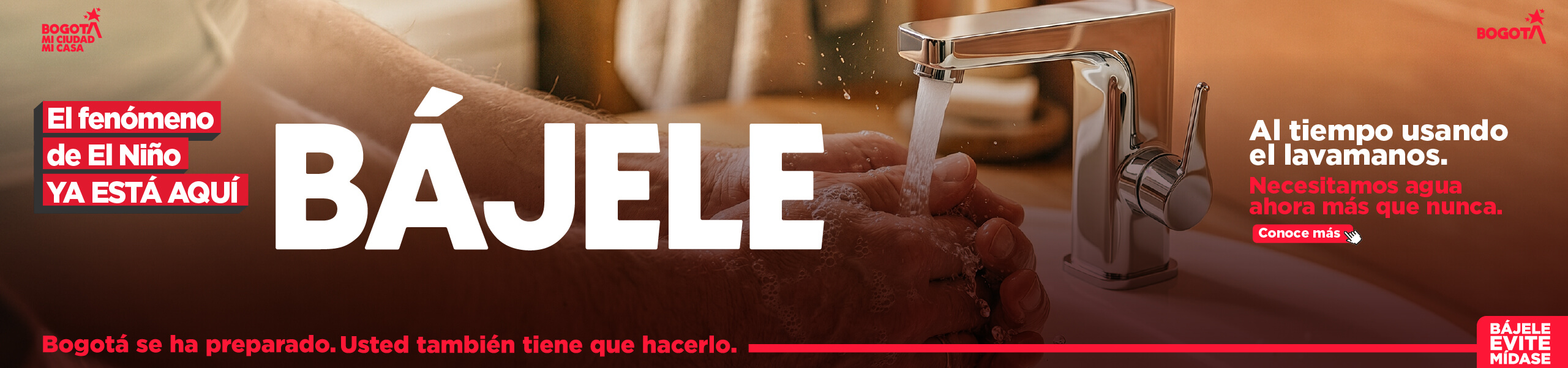 El fenómeno de El Niño ya está aquí. Bájele al tiempo usando el lavamanos
