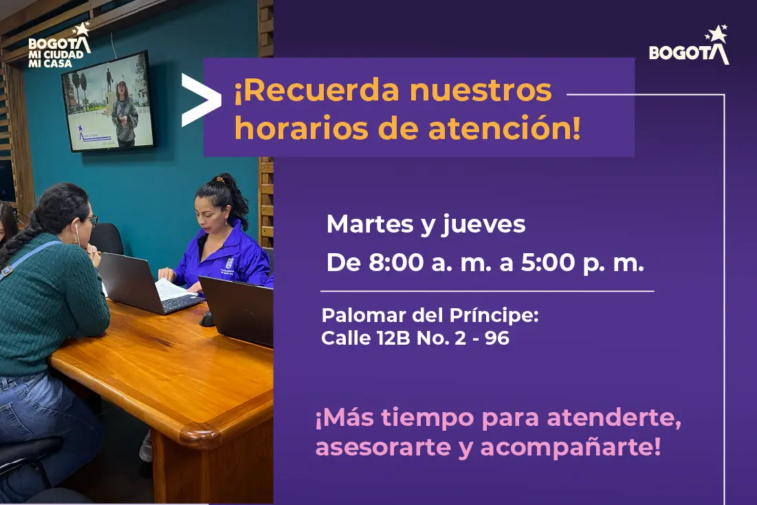 Recuerda nuestros horarios de atención Martes y jueves de 8 am a 5 pm en la sede palomar del príncipe